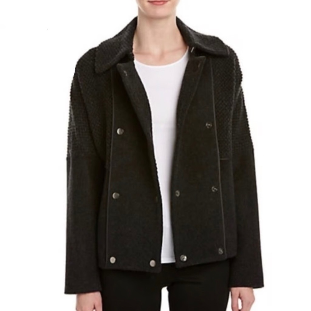 Vince Sherpa Bouclé Wool Double-Breasted Peacoat M